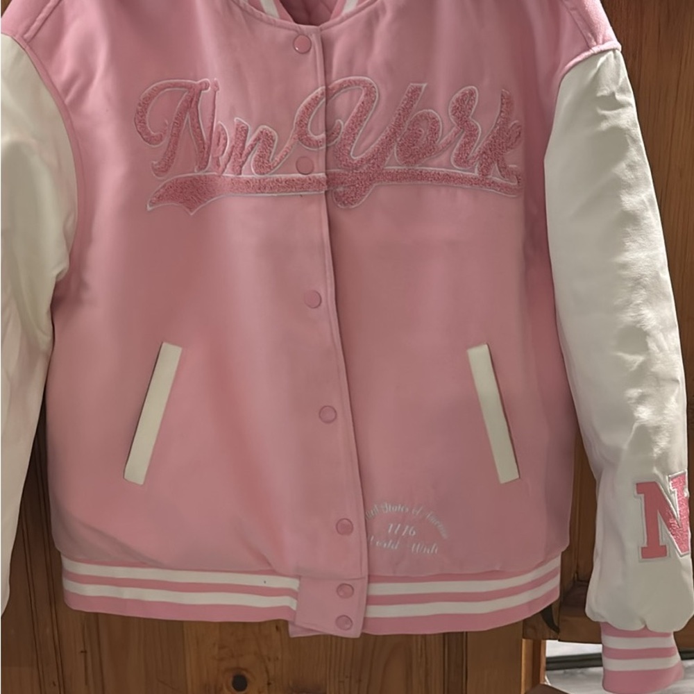 Pink and White Varsity Jacket